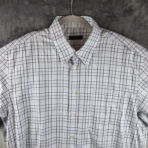 Canali Sportswear Shirt Mens XL Blue White Check Dress Long Sleeve Button Down
